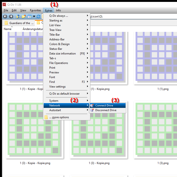 How do I map a network drive in Quad File Explorer